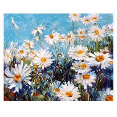 China Decorative Hanging Abstract Painting By Numbers 40*50CM Daisy Landscape Diy Digital Oil Painting With Indoor View Bedroom for sale