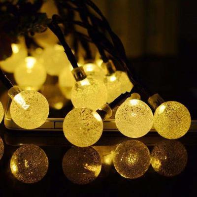 China Outdoor Festival Decoration Led Crystal Ball String Lights Garland Christmas Fairy Lighting Strings For Xmas Outdoor Party Wedding Holiday Home Decoration for sale