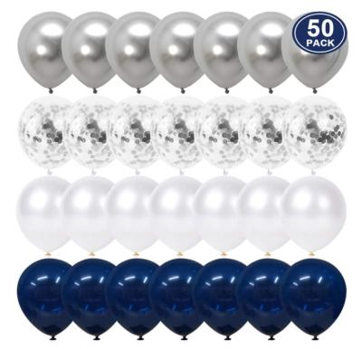 China 50 Pcs Modern Navy Blue and Silver Confetti Balloons 12