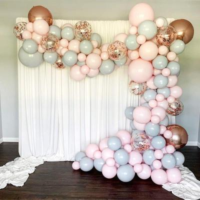 China Festival Stuff 167 Pieces Rose Gold 4D Balloon Birthday Party Decorated Arch With Transparent Confetti Balloon Set for sale