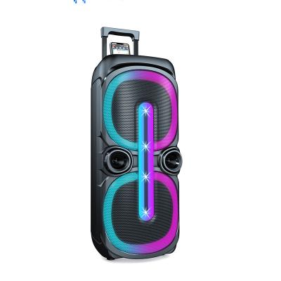 China New 10 Inch Portable Speaker LED Light Outdoor Party Trolley Super Bass Wireless Double Speaker for sale