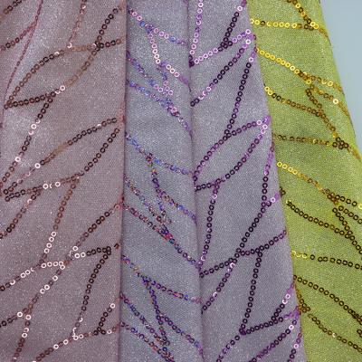 China High quanlity polyester Shrink-resistant 100% Moonlight metallic bond knit fabric sequin fabric for party for sale