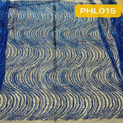 China New design Shrink-resistant mesh embroidered beads 100% polyester fabric party squine fabric for sale