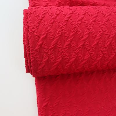 China Hot Sale Breathable Polyester Spandex Red Knitted Fabric Polyester Spandex Knitted Crush Pleated Fabric For Ladies Use for sale