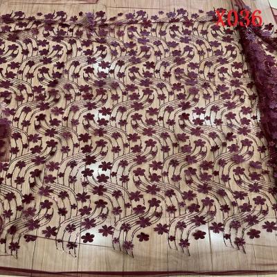 China 2022 pure new design sequin and flower embroidery on polyester knitting fabric for dress for sale