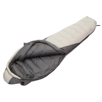 China Manufacturer Custom Natural Waterproof Cold Weather Mum Down Sleeping Bag Camping 220*80*55cm for sale