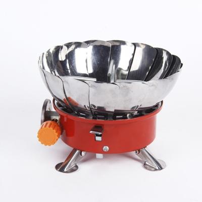 China Portable Folding Camping Stove Lotus Windproof Outdoor Backpacking Gas Stove Picnic Burner Mini Foldable Butane Cooker Camping for sale