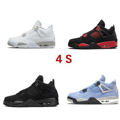 China CUSHIONING original quality OG AJ womens 4 retro 4s bred black mens AJ sneakers Cat University North Carolina Blue 4 basketball shoes for sale