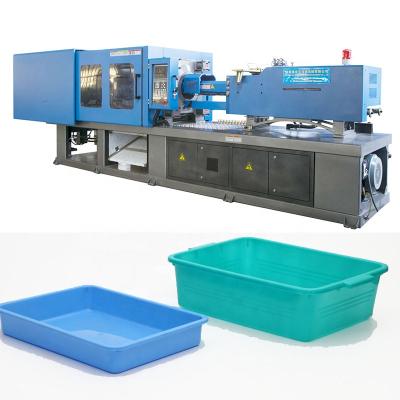 China Horizontal HDPE PP Logistics Plastic Container Manufacturing Crate Dirty Fruit Clothes Hamper Producing Injection Molding Machine for sale