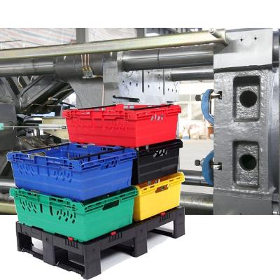 China Horizontal Reusable Collapsible Wine Beverage Bottle Crate Maker Stocking Container Producing Injection Molding Machine for sale