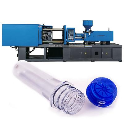 China Horizontal White Juice Bottle Soda Water Mineral Water Beer Drinking Bottle Preform Injection Molding Blowing Machine for sale