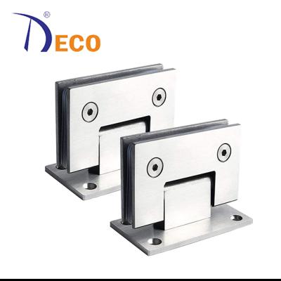 China Modern 90 Degree Nickel Stainless Steel DECO Flange Glass Shower Heavy Duty Brushed Glass Door Hinge for sale