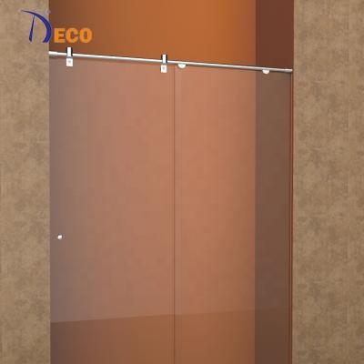 China Modern Custom Design Frameless Single Glass Bathroom Screen Panel 2 Sliding Shower Doors for sale