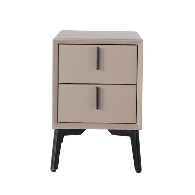 China Simple Design Modern Custom Sized Nightstand 2 Italian Style Drawers Beside Bedroom Table Leather Nightstand for sale