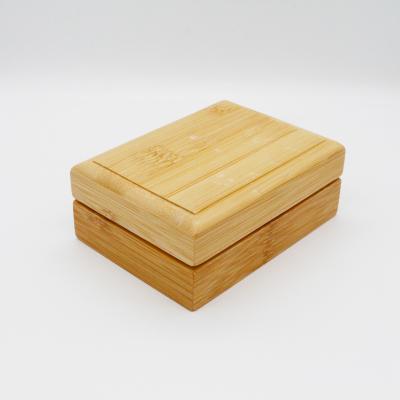 China Eco-Friendly Bamboo Square Bath Soap Box Tray Bamboo Soap Dish Container for sale