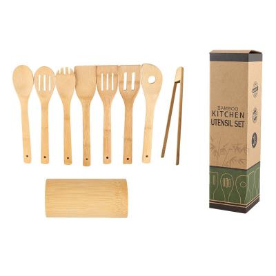 China Sustainable Kitchen Bamboo Cookware Set With Bamboo Rack for sale