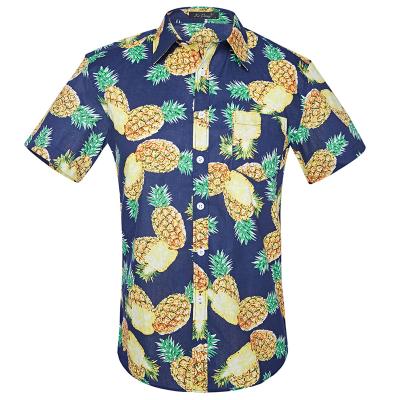 China Custom New Fancy Island Manufacturer Anti-Pilling Floral Cotton Hawaiian Print Slim Fit T-Shirt Long For Man With Pocket for sale