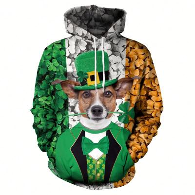 China Handsome Wholesale Viable Knits Leprechaun Couples Animal Print High Quality Organic Cotton Hoodie For Men for sale