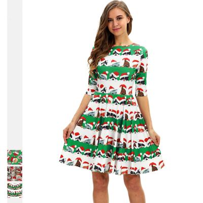 China New Popular Autumn And Winter 2021 Christmas Anti-Static Printed Plus Size Casual Dress Women's Clothing Dresses for sale