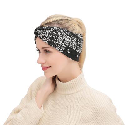 China Custom Logo Overlap Hairband Polyester Fashion Women Headband Sports Non-slip Headbands Headband for yoga for sale