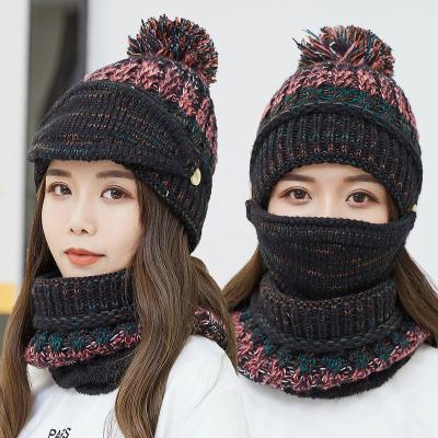 China 2021 JOINT New Fashion Trending Custom Winter Hat With Facemask And Scarf Set 3 Pcs for sale