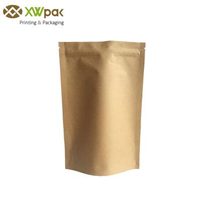 China Doypack Heat Sealed Brown Kraft Paper Coffee Bags Biodegradable With Window For Coffee for sale