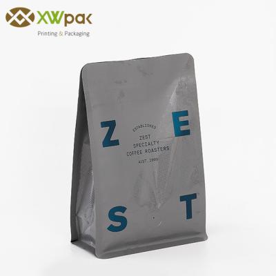 China 250g Uv Box Bottom Coffee Bags Reusable Coffee Bean Bag With Pocket Zipper for sale