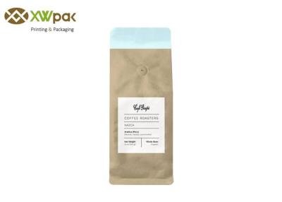 China Custom Printed Resealable Kraft Paper Bags 250g Front Zipper Box Bottom Coffee Bags With Valve for sale