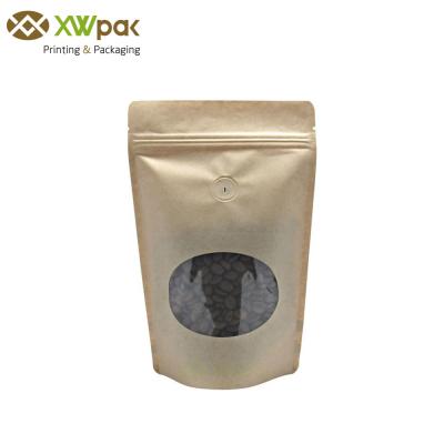 China Brown Resealable Kraft Paper Bags With Clear Window High Impact Resistance for sale