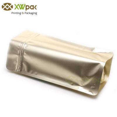 China Golden Glossy Finished Coffee Plastic Bag 500g Stand Up Heat Seal With Zipper for sale