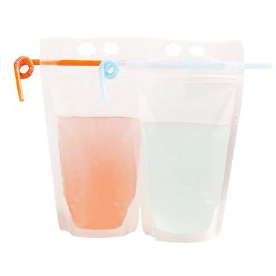 China 250g Plastic Stand Up Reclosable Zipper Ice Coffee Pouches With Plastic Straw for sale