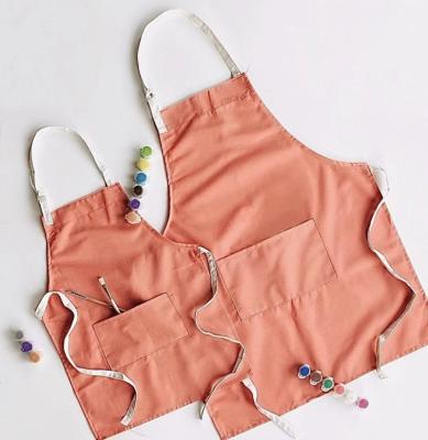 China Tidy/Storage Kid Plain MYGO Dyed Adjustable Cotton Neck Bib Canvas Kids Baking Kitchen Parenting Apron Set for sale