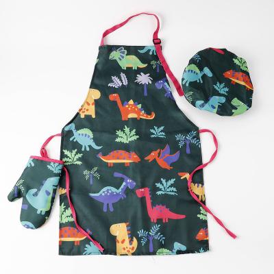 China MYGO Tidying/Storage Hot Cotton Printed Apron Adjustable Cute Kid's Oven Gloves Chef Hat Apron Baking Cooking Set for sale