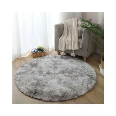 China Customized Washable Gray Carpet Round High Quality Fluffy Rugs And Blankets Living Room for sale