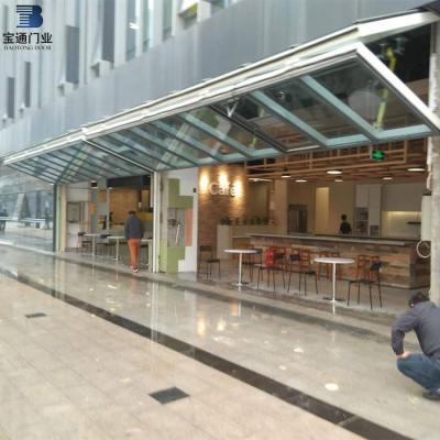 China Modern Double Glazed Vertical Sliding Bi-folding Door With Double Glass Steel Frame / Made In China In Low Price for sale