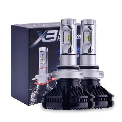 China High Quality Auto Lighting System Led Lamps X3 Led New 50W 6000LM X3 9006 LED Headlights Fanless X3 9006 Headlight for sale