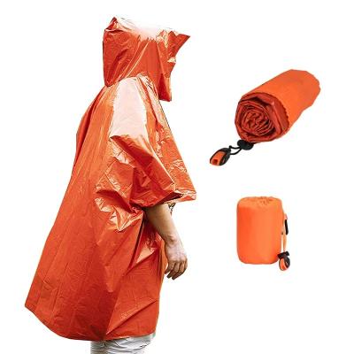 China Hot Sale Outdoor PE Outdoor Survival Mylar Emergency Survival Rain Poncho Shelter for sale