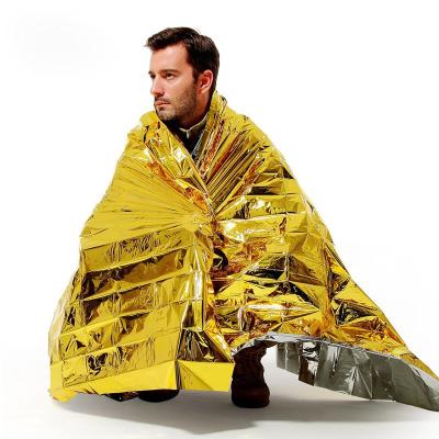 China Printing Logo Factory Price Gold Color Mylar Foil Insulated Emergency Blanket For Outdoor Camping Hiking for sale