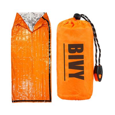 China Envelope Type Portable Light Weight Color Mylar Bivy Bag Emergency Outdoor Waterproof Orange Sleeping Bag For Outdoor Camping for sale