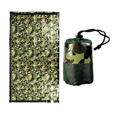 China Keep Warm in PE MYLAR Camouflage Survival Emergency Sleeping Bag Waterproof First Aid Bivy Thermal Bag for Outdoor Activities for sale