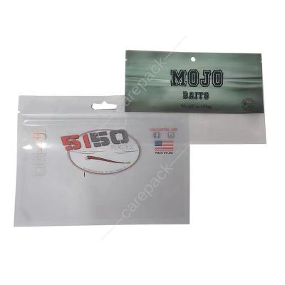 China Recyclable Heat Seal Customized Lures Plain Paper Soft Plastic Ziplock Fishing Lure Bags Baits Packaging With Euro Hole for sale