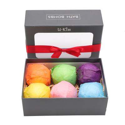 China Wholesale Custom Recyclable Carepack 6 Ball Bath Bomb Gift Recyclable Paper Packaging Boxes With Window for sale