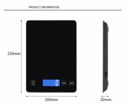 China Popular Multifunctional Touch Screen Tempered Kitchen 22lb Glass Electronic Digital Food Scale 5kg 10kg 15kg 1g for sale