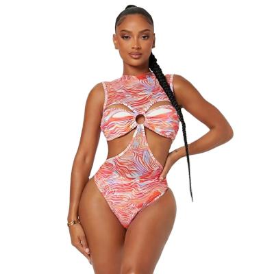 China 2022 New Fashion Bikinis Breathable Ribbed Custom Logo Swimsuit One Piece Swimwear for sale