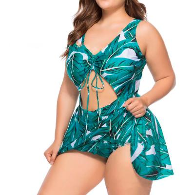 China Plus size fashion 2022 new plus high quality swimwear extra large women's swimwear fat plus size skirt ladies one piece swimsuit wholesale for sale