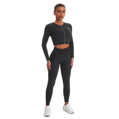 China Breathable Gym Seamless Yoga Fitness Sets Sport Suit Women Workout Clothing for sale