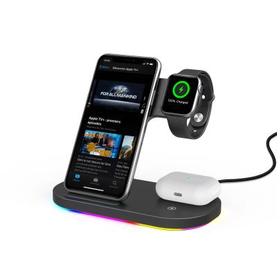 China New Trending Smart Watch 2020 Multi Function Mobile Wireless Phone Accessories 3in1 Wireless Charger For Samsung for sale