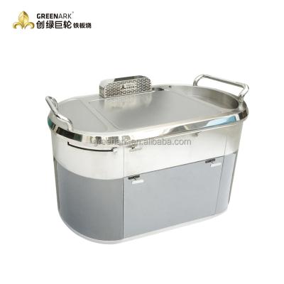 China Outdoor Barbecue Oval Down Exhaust Electromagnetic Teppanyaki Grill Hibachi Table for sale