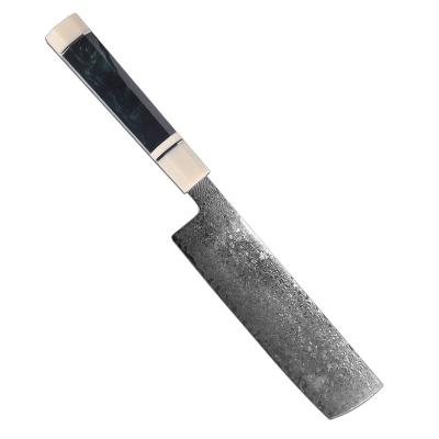 China Durable 7.5 Inch Damascus Steel Kitchen Knife With Cupronickel G10 Handle Cleaver Slicing Kitchen Knife for sale