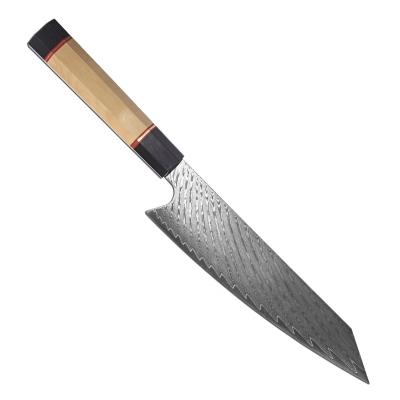 China Low MOQ Viable 8 Inch Damascus Cleaver Knife G10 Cupronickel Ebony Wood Handle Damascus Steel Chef Knife for sale